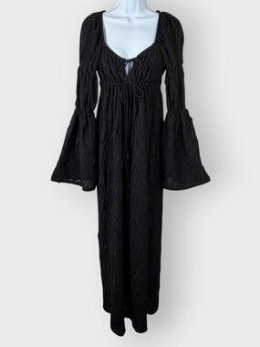 Camila Coelho Duster | XS | Black Textured Bell Sleeves | Whimsigoth Witchy Boho